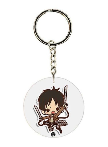 Double Sided Attack On Titan Printed Keychain Brown/Beige/Silver