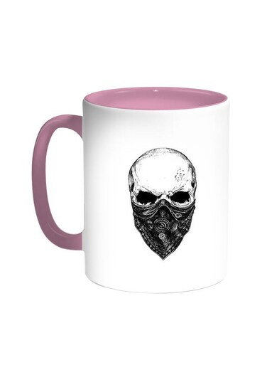 Skull Printed Coffee Mug Pink/White 11ounce