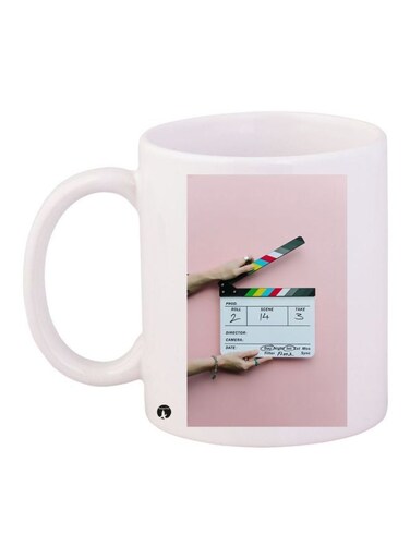 Clapper Board Printed Coffee Mug White/Pink/Black 11ounce
