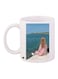 Printed Ceramic Coffee Mug White/Blue/Beige