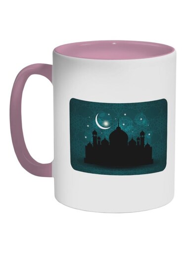 Ramadan And A Mosque Printed Coffee Mug Pink/White/Green 325ml