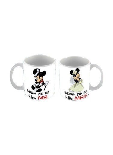 Mickey And Minnie Mouse Printed Mug White/Red/Black
