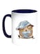 Owl Printed Coffee Mug White/Blue 11ounce