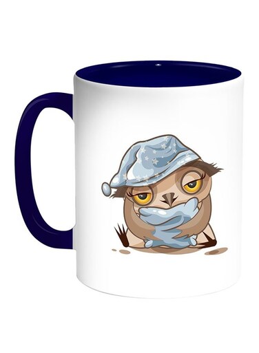 Owl Printed Coffee Mug White/Blue 11ounce