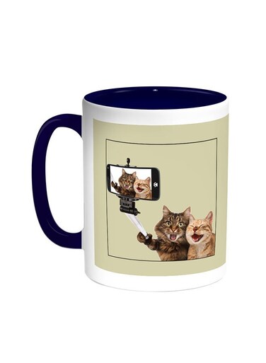 Silvie Picture - Cats Printed Coffee Mug Blue/White 11ounce