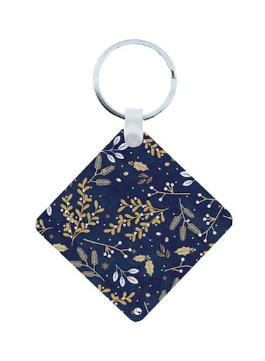 Flowers Printed Wooden Keychain