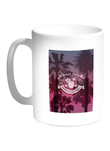 Beach Party Printed Coffee Mug Blue/White 11ounce