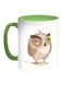 Owl Printed Coffee Mug White Green
