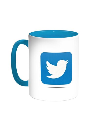 Twitter Printed Coffee Mug Turquoise/White 11ounce