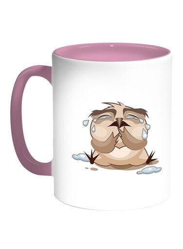 Owl Printed Coffee Mug White/Pink 11ounce