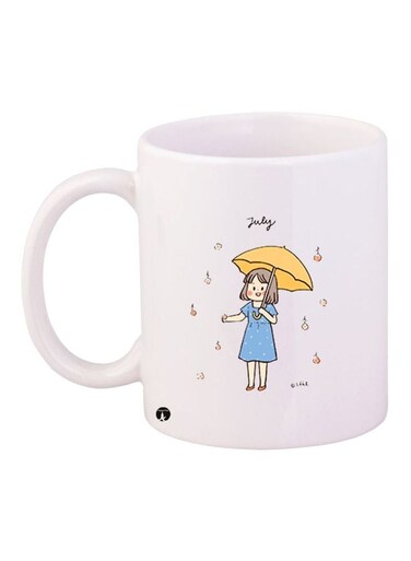Cartoon Girl Printed Coffee Mug White/Yellow/Blue