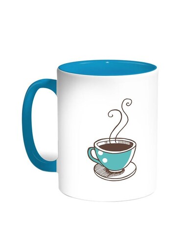 A Cup Of Coffee Printed Coffee Mug Turquoise/White 11ounce