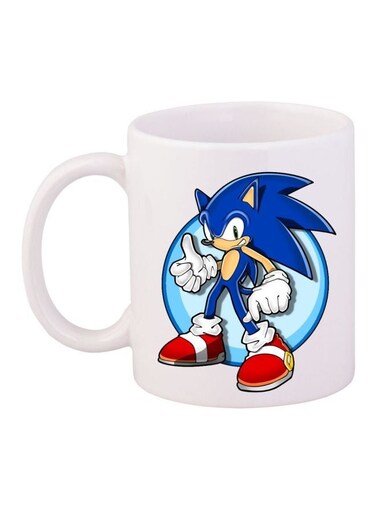 Cartoon Printed Coffee Mug White/Blue/Red 11ounce
