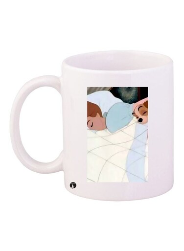 Dog Printed Coffee Mug White/Blue/Brown 11ounce