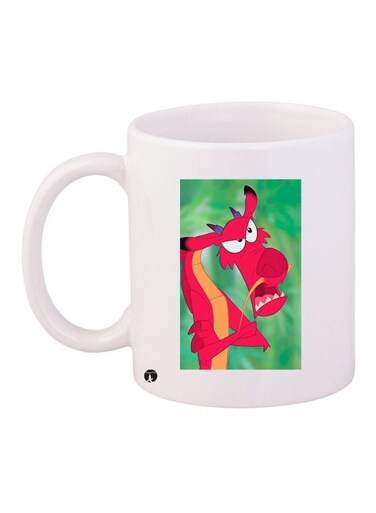 Cartoon Printed Coffee Mug White/Green/Red 11ounce
