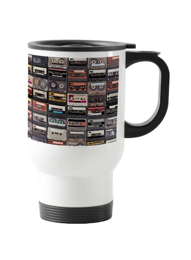Cassette Music Printed Travel Mug Multicolour 13centimeter