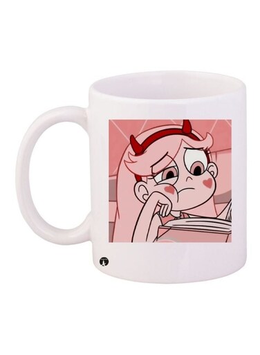 Cartoon Printed Coffee Mug White/Pink/Red 11ounce