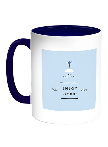 Enjoy Summer Printed Coffee Mug White/Blue 11ounce
