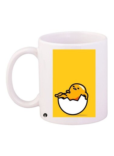 Cartoon Printed Coffee Mug White/Yellow/Black 11ounce