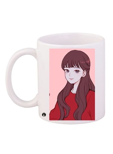 Anime Girl Printed Coffee Mug White/Red/Brown