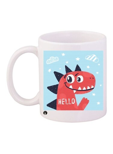 Cartoon Dinosaur Printed Coffee Mug White/Blue/Red 11ounce