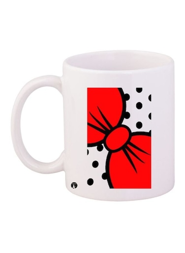 Bow Printed Coffee Mug White/Red/Black 11ounce