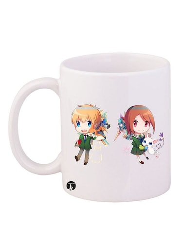 Anime Digimon Mug White/Green/Orange 11ounce