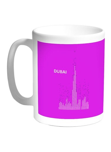 Dubai Towers Printed Coffee Mug Pink/White 11ounce
