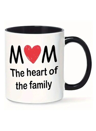 Mom is the Heart of the Family" Inspirational MUG, Heartwarming Coffee Cup, Hand Wash Only, Reusable, with Multipurpose Use, for Loving Moms, Small Gift, Fun Gift