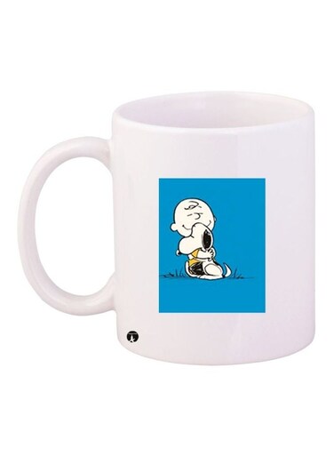 Cartoon Printed Coffee Mug White/Blue/Black 11ounce