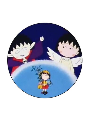 Anime Chibi Maruko Chan Printed Fridge Magnet Round Multicolour