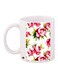 Flower Printed Ceramic Coffee Mug White/Pink/Green 11ounce