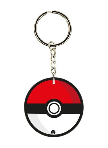 Pokemon Printed Keychain Silver/Red/Black