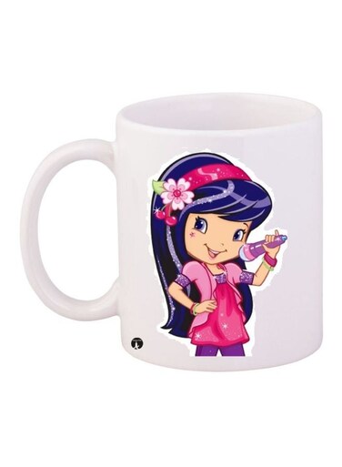 Cartoon Girl Printed Coffee Mug White/Pink/Purple