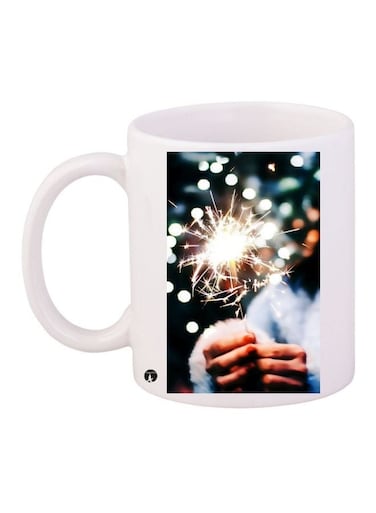 Firecrackers Printed Coffee Mug White/Black/Yellow 11ounce