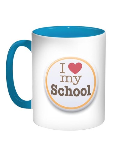 I Love My School Printed Coffee Mug Blue/White/Orange 11ounce