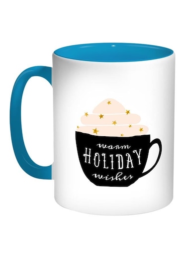 Moka Printed Coffee Mug Blue/White/Black 11ounce