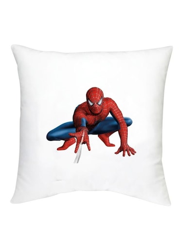 Spider Man Printed Decorative Cushion White/Blue/Red 16x16inch
