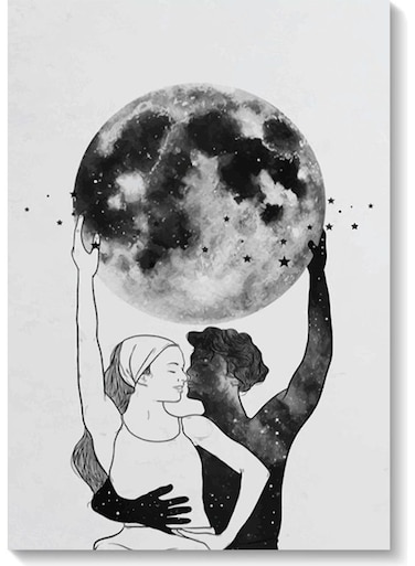 Moon Wall Painting Multicolour 40x60cm