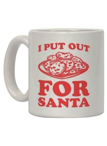 I Put Out For Santa Printed Coffee Mug White/Red