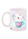 Cat Printed Coffee Mug White/Pink/Green 11ounce