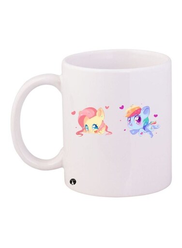 Cartoon Printed Coffee Mug White/Pink/Blue 11ounce