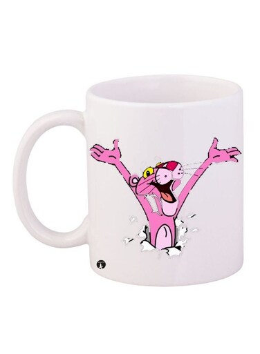 The Pink Panther Printed Coffee Mug White/Pink 11ounce
