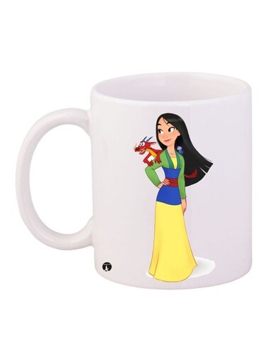 Cartoon Printed Coffee Mug White/Yellow/Blue 11ounce