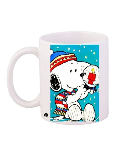 Snowman Printed Coffee Mug White/Red/Blue 11ounce