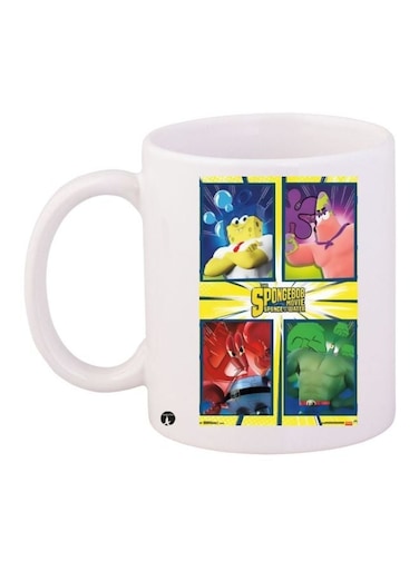 SpongeBob SquarePants Printed Coffee Mug White/Yellow/Green 11ounce
