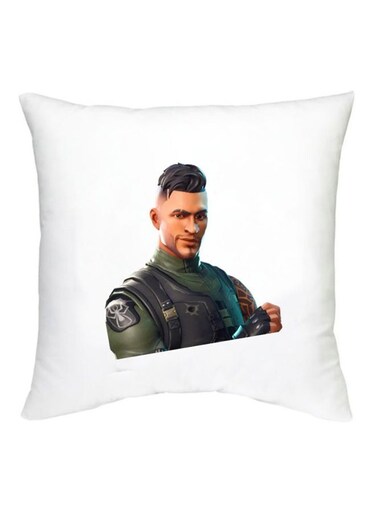 Fortnite Character Printed Decorative Cushion White/Beige/Green 16x16inch