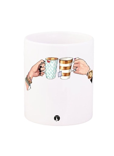Printed Coffee Mug White/Beige 12ounce