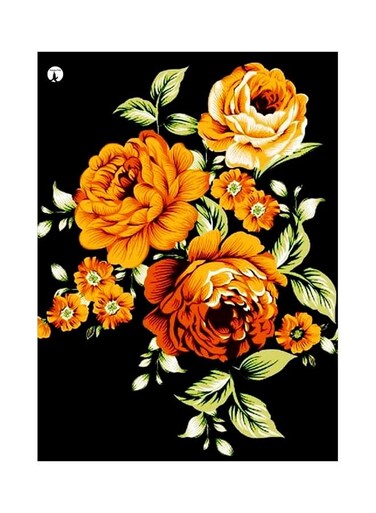 Floral Themed Decorative Metallic Plate Black/Yellow/Green