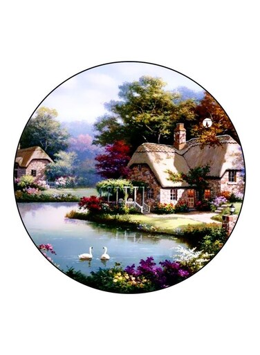 Nature Printed Fridge Magnet Blue/Beige/Green 5.5cm